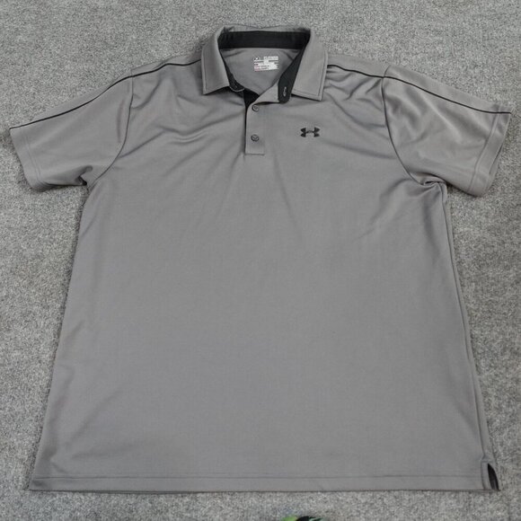 Under Armour Mens Polo Shirt 2XL Gray Solid Performance Loose Heatgear - Picture 1 of 5